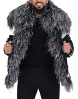 Dolce & Gabbana Elegant Shearling Zip Jacket in Black & White