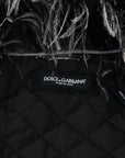 Dolce & Gabbana Elegant Shearling Zip Jacket in Black & White