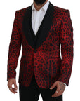 Dolce & Gabbana Radiant Red Leopard Print Three Piece Suit