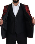 Dolce & Gabbana Radiant Red Leopard Print Three Piece Suit