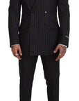 Dolce & Gabbana Elegant Black Striped Virgin Wool Suit