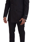 Dolce & Gabbana Elegant Black Striped Virgin Wool Suit