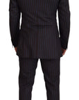 Dolce & Gabbana Elegant Black Striped Virgin Wool Suit