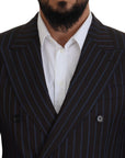 Dolce & Gabbana Elegant Black Striped Virgin Wool Suit