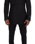 Dolce & Gabbana Elegant Black Striped Virgin Wool Suit