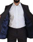 Dolce & Gabbana Elegant Black Striped Virgin Wool Suit