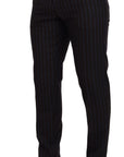 Dolce & Gabbana Elegant Black Striped Virgin Wool Suit