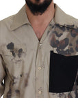 Dolce & Gabbana Beige Cotton Button-Down Casual Shirt