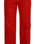 Dolce & Gabbana Stunning Red Mainline Cotton Pants