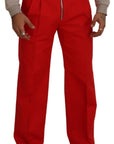 Dolce & Gabbana Stunning Red Mainline Cotton Pants