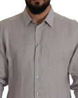 Dolce & Gabbana Elegant Grey Slim Fit Linen Shirt
