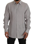 Dolce & Gabbana Elegant Grey Slim Fit Linen Shirt