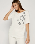 Liu Jo Elegant White Cotton Tee with Rhinestone Accents