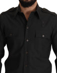 Dolce & Gabbana Elegant Slim Fit Dark Green Cotton Shirt