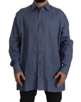 Dolce & Gabbana Elegant Dark Blue Linen Dress Shirt