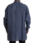 Dolce & Gabbana Elegant Dark Blue Linen Dress Shirt