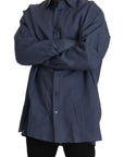 Dolce & Gabbana Elegant Dark Blue Linen Dress Shirt