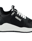 Versace Elegant Monochrome Leather Sneakers