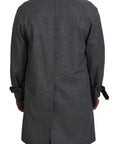 Dolce & Gabbana Elegant Gray Plaid Trench Coat