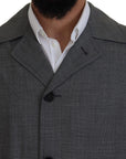Dolce & Gabbana Elegant Gray Plaid Trench Coat
