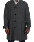 Dolce & Gabbana Elegant Gray Plaid Trench Coat