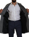 Dolce & Gabbana Elegant Gray Plaid Trench Coat