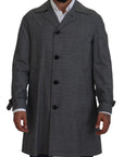 Dolce & Gabbana Elegant Gray Plaid Trench Coat