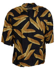 Dolce & Gabbana Black Linen Shirt with Penne Rigate Print