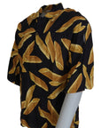 Dolce & Gabbana Black Linen Shirt with Penne Rigate Print