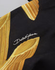 Dolce & Gabbana Black Linen Shirt with Penne Rigate Print