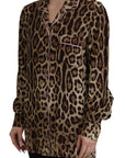 Dolce & Gabbana Elegant Silk Leopard Print Collared Top