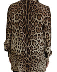 Dolce & Gabbana Elegant Silk Leopard Print Collared Top
