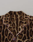 Dolce & Gabbana Elegant Silk Leopard Print Collared Top