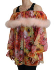 Dolce & Gabbana Elegant Silk Floral Off-Shoulder Blouse