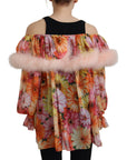 Dolce & Gabbana Elegant Silk Floral Off-Shoulder Blouse