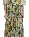 Dolce & Gabbana Floral Silk Pleated Maxi Dress