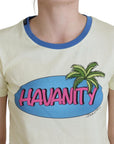 Dolce & Gabbana Elegant Yellow Cotton Tee with Chic Print