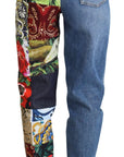 Dolce & Gabbana Patchwork Jacquard Blue Denim Luxury Jeans