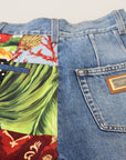 Dolce & Gabbana Patchwork Jacquard Blue Denim Luxury Jeans