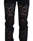Dolce & Gabbana Elegant Floral Lace Front Denim