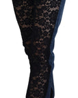 Dolce & Gabbana Elegant Floral Lace Front Denim