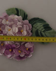 Dolce & Gabbana Elegant Purple Floral Silk Blend Brooch