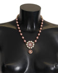 Dolce & Gabbana Elegant Gold Crystal Floral Statement Necklace