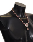 Dolce & Gabbana Elegant Gold Crystal Floral Statement Necklace