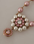 Dolce & Gabbana Elegant Gold Crystal Floral Statement Necklace