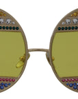 Dolce & Gabbana Crystal Embellished Gold Oval Sunglasses