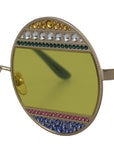 Dolce & Gabbana Crystal Embellished Gold Oval Sunglasses