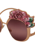 Dolce & Gabbana Chic Rose Sequin Embroidered Sunglasses