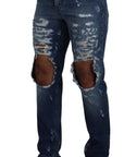 Dolce & Gabbana Chic Tattered Denim Pants for the Modern Man
