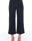Frankie Morello Black Cotton Women Cropped Trouser